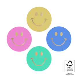 Set van 4 sluitstickers Smiley Mini Gold