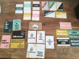 set van 25 quotekaartjes love en/of kids  ideaal voor de invulboeken