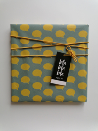 Cadeaupapier Let's talk, wax/oker/mint inpakpapier