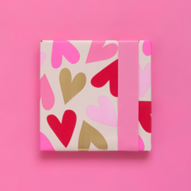 Dubbelzijdig cadeaupapier Big Hearts Sand Sweet - Pink