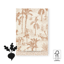 Kraft cadeauzakje Jungle Vintage Gold 17x25 cm  (L)