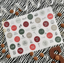 Stickervel met 48 ronde (sluit)stickers Sinterklaas