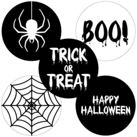 Set van 5 ronde Halloween stickers