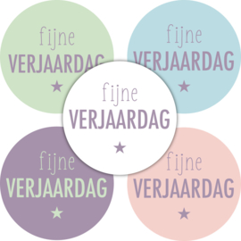 Set van 5 gekleurde stickers - fijne verjaardag