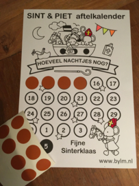 Sint & Piet aftelkalender met stickers