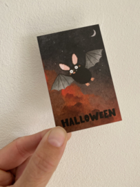 Minikaartje Halloween, vleermuis