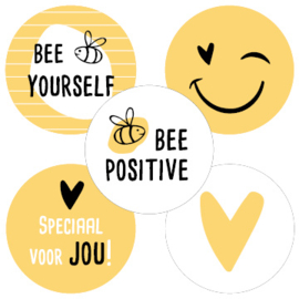 Set van 5 stickers smiley geel