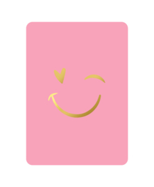 Roze A6 kaart, smiley