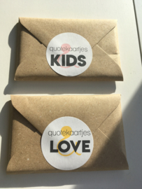 set van 25 quotekaartjes love en/of kids  ideaal voor de invulboeken