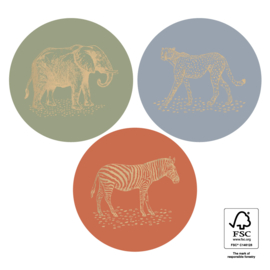 Set van drie (sluit) stickers jungle dieren, Jungle Vintage Gold