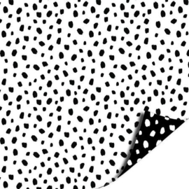Dubbelzijdig cadeaupapier 101 Dots wit/zwart 70x200 cm