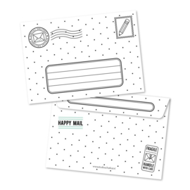 Zwart/wit A6 enveloppe, happy mail for you
