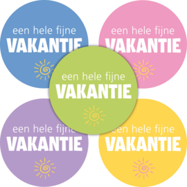 Set van 5 kleurrijke stickers -Een hele fijne Vakantie