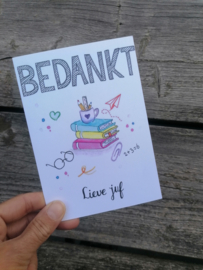 Kaart bedankt lieve juf