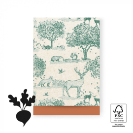 Cadeauzakje Forest Animals Dark Green - Cognac 17x25 cm  (L)