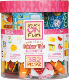 Sticker Tub stationery, pot vol markted food stickers 409 stuks