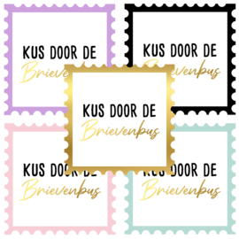 Set van 5 stickers Kus door de brievenbus, postzegel