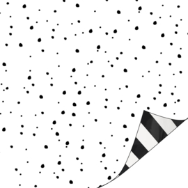 Dubbelzijdig inpakpapier confetti zwart/wit