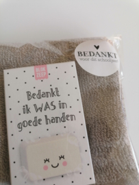 Zeep pakketje Bedankt ik WAS in goede handen, zeep zwart/wit