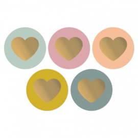 Set van 5 (sluit)stickers lovely colorful hearts