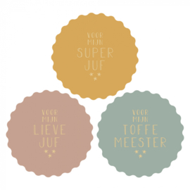 Set van drie sluitstickers voor de juf en meester