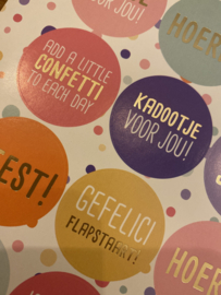 Stickervel Confetti feest- 15 kleurrijke stickers