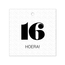 Cadeaulabel - 16 Hoera