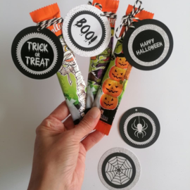 Set van 5 ronde Halloween stickers