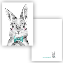 A7 Minikaartje Boho Bunny blauw