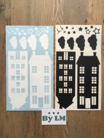 Combi set : Sint & Kerst vel, raamstickers straatje voor de sint en kerst periode