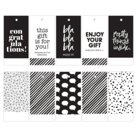 Set van 5 cadeaulabels black & white