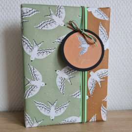 Inpakpapier Birds Old Green