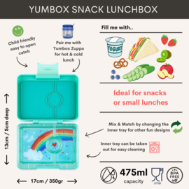 Yumbox Snack- Tropical Aqua / Rainbow tray  3 vakken