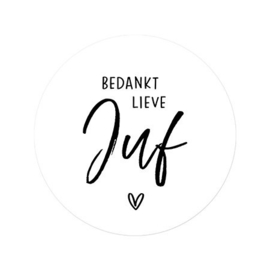 ronde sluitsticker bedankt lieve juf