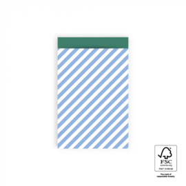 Cadeauzakje  12 x 19 cm Stripe Diagonal Sea Blue - Crocodile Green