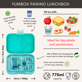 Yumbox Panino - Tropical Aqua / Panter tray, 4 vakken