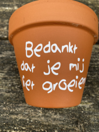 Bloempotje met steker, bedankt dat je mij liet groeien