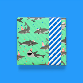 Dubbelzijdig inpakpapier Shark - Stripe Blue