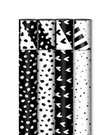 Inpakpapier Hartjes voor jou zwart/wit 70x200 cm