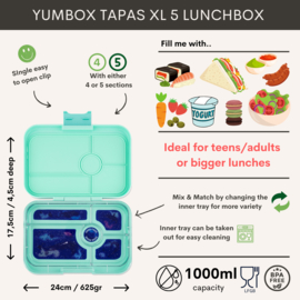 Yumbox Tapas XL -Bali Aqua / Space Galaxy tray - 5 vakken