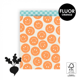 cadeauzakje Smiley Fluor Orange  17x25 cm