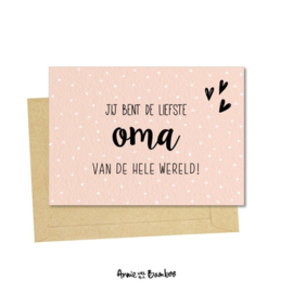 Kaart Jij bent de liefste oma van de hele wereld!, met kraft enveloppe