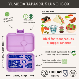Yumbox Tapas XL - Seville Purple / Bon Appetit - 5 vakken