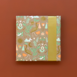 Dubbelzijdig Inpakpapier Baby Joy Taupe - Gold 70x 300 cm