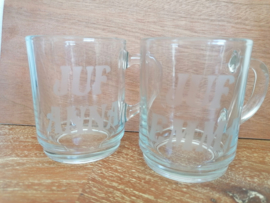 Theeglas voor juf of meester (geëtst, dus vaatwasser proof)