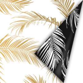 cadeauzakje palm leaves wit/goud 17x25 cm