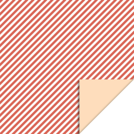 Dubbelzijdig Inpakpapier Stripe Diagonal Red - Pastel Orange 70x 300 cm