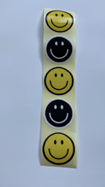 Set van 5 smiley stickers, gel en zwart