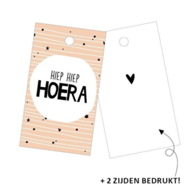 Cadeaulabel  hiep hiep hoera, crème