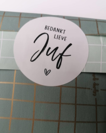 ronde sluitsticker bedankt lieve juf